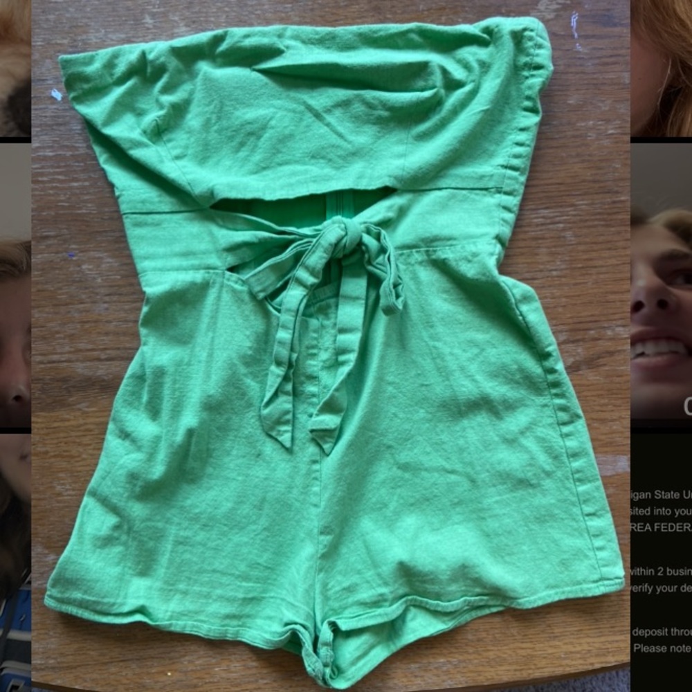 Lime green small romper worn twice